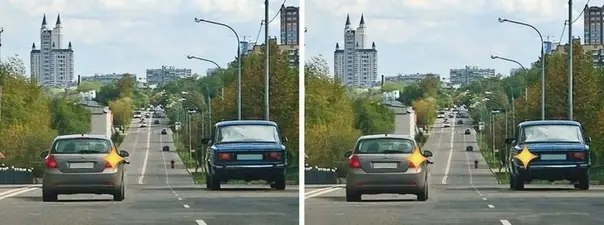 Вопрос 8: Двигаясь по левой полосе, водитель намерен перестроиться на правую. На каком из рисунков показана ситуация, в которой он обязан уступить дорогу?