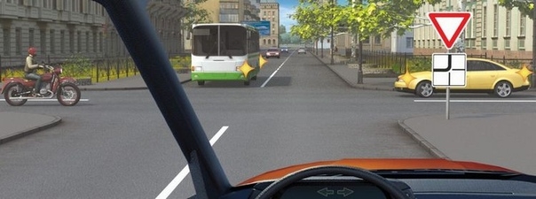 Вопрос 15: Кому Вы обязаны уступить дорогу при движении прямо?