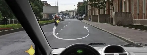 Вопрос 8: Вы намерены начать движение от тротуара. Должны ли Вы уступить дорогу мотоциклу, выполняющему разворот?