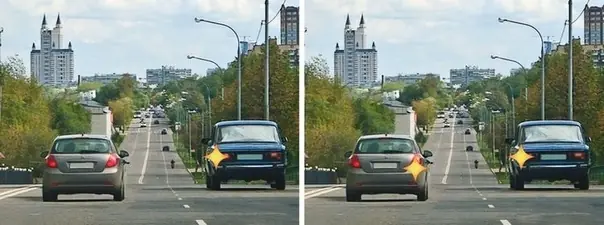 Вопрос 8: Ситуация, в которой водитель транспортного средства, движущегося по правой полосе, обязан уступить дорогу при перестроении, показана: