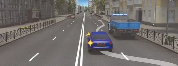 Вопрос 7: Водитель легкового автомобиля должен выключить указатели левого поворота: