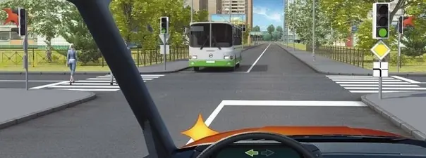 Вопрос 13: Вы намерены повернуть налево. Кому Вы должны уступить дорогу?