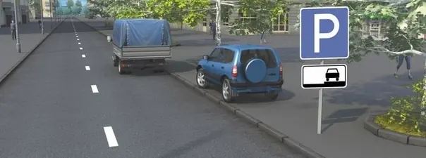 Вопрос 12: Разрешено ли водителю грузового автомобиля остановиться в этом месте?