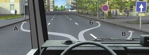 Вопрос 12: В каком из указанных мест Вам можно поставить на стоянку грузовой автомобиль с разрешенной максимальной массой более 3,5 т?
