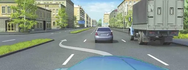 Вопрос 10: Разрешается ли Вам, управляя грузовым автомобилем с разрешенной максимальной массой более 3,5 т, выехать на третью полосу в данной ситуации?