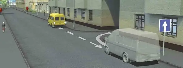 Вопрос 9: Водитель случайно проехал нужный въезд во двор. Разрешено ли в этой ситуации использовать задний ход, чтобы затем повернуть направо?