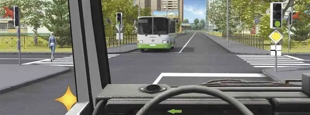 Вопрос 13: Вы намерены повернуть налево. Кому Вы должны уступить дорогу?