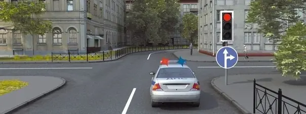 Вопрос 6: В данной ситуации водитель автомобиля с включенными проблесковыми маячками: