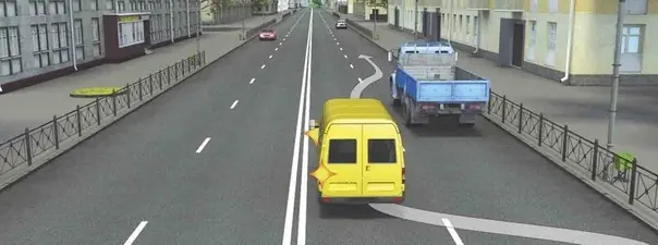 Вопрос 7: Водитель автобуса должен выключить указатели левого поворота: